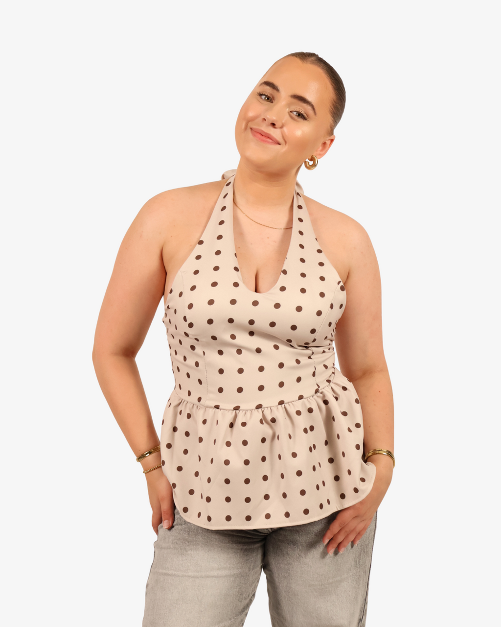 Britt dots top - Beige