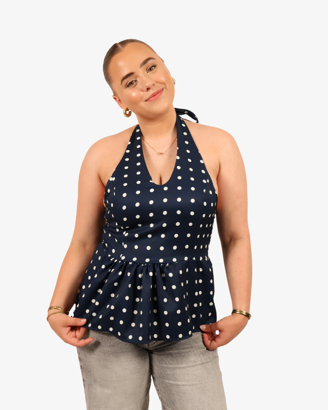 Britt dots top - Navy