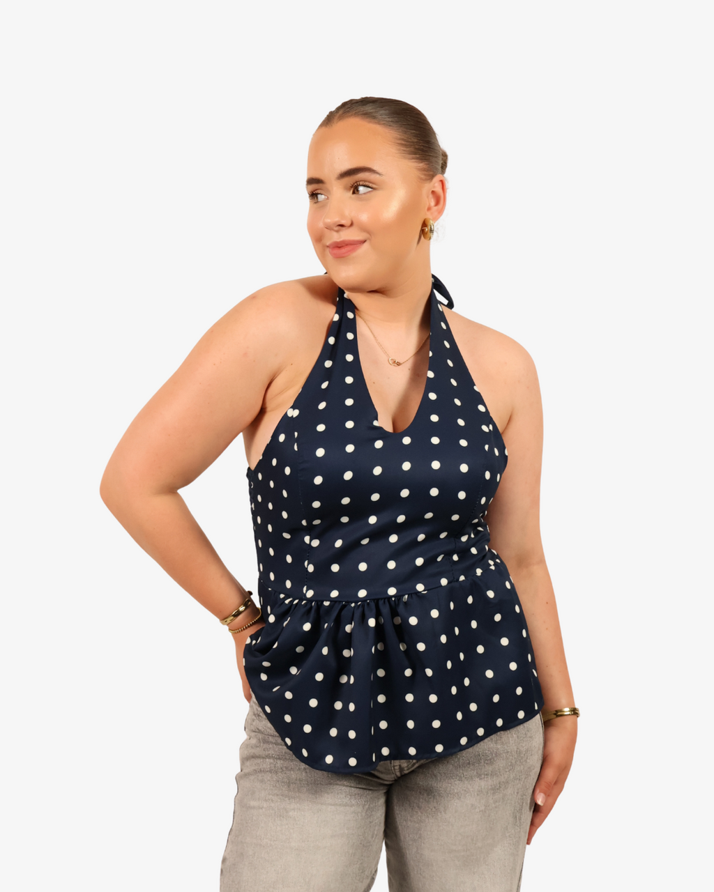 Britt dots top - Navy